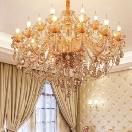 Lámpara colgante de cristal europea de lujo color coñac