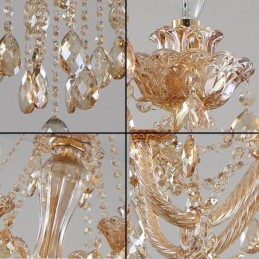 Lámpara colgante de cristal europea de lujo color coñac