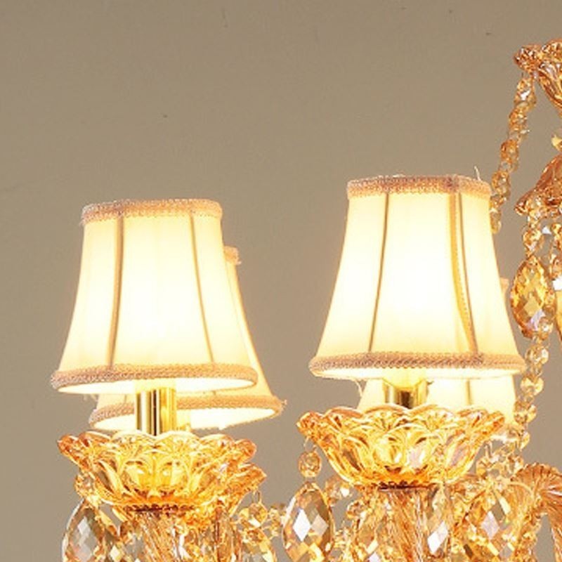Lámpara colgante de cristal europea de lujo color coñac