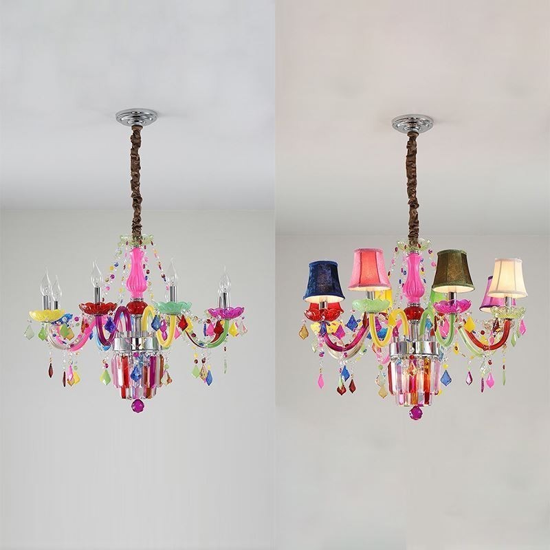 Lámpara colgante de cristal de colores, única y europea.