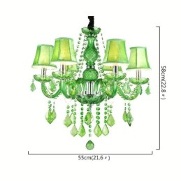 Lámpara colgante de cristal única de estilo europeo de color verde hierba.