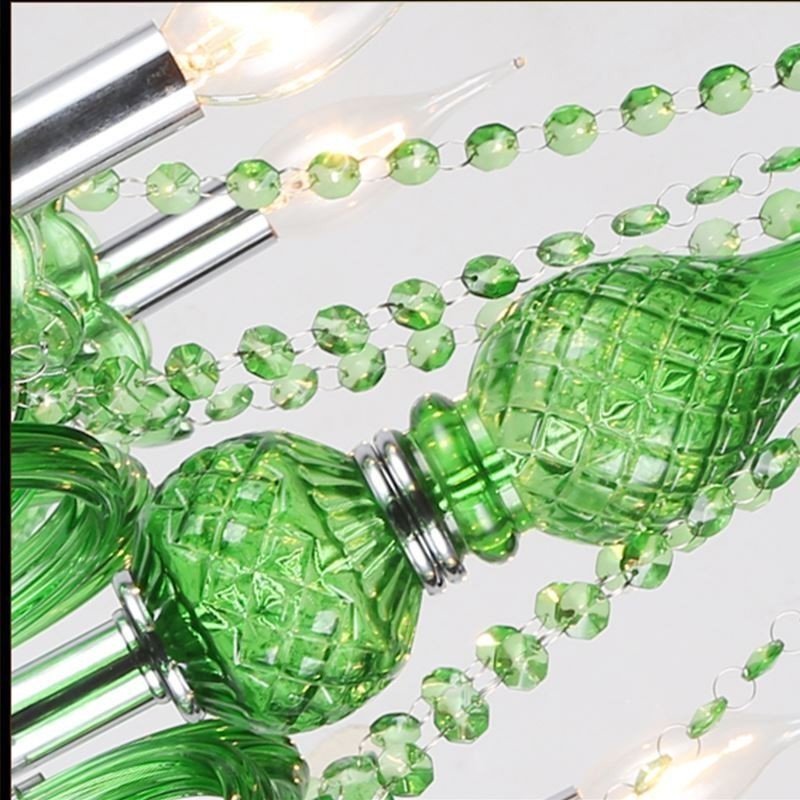 Lámpara colgante de cristal única de estilo europeo de color verde hierba.