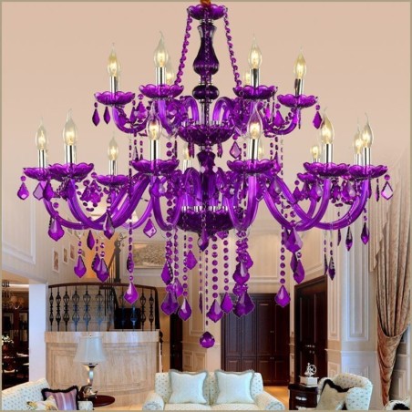 Lámpara colgante de cristal de estilo europeo color púrpura Lámpara colgante de cristal de estilo europeo color púrpura