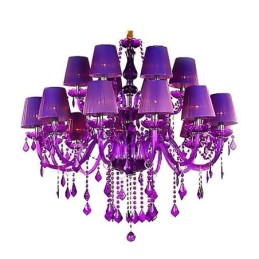 Lámpara colgante de cristal de estilo europeo color púrpura
