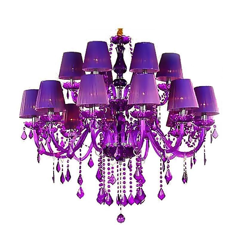 Lámpara colgante de cristal de estilo europeo color púrpura