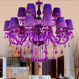 Lámpara colgante de cristal de estilo europeo color púrpura