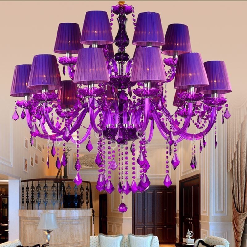 Lámpara colgante de cristal de estilo europeo color púrpura