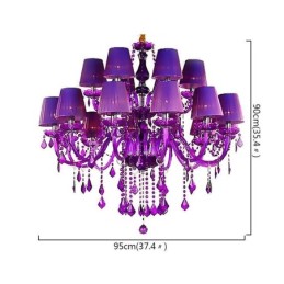 Lámpara colgante de cristal de estilo europeo color púrpura