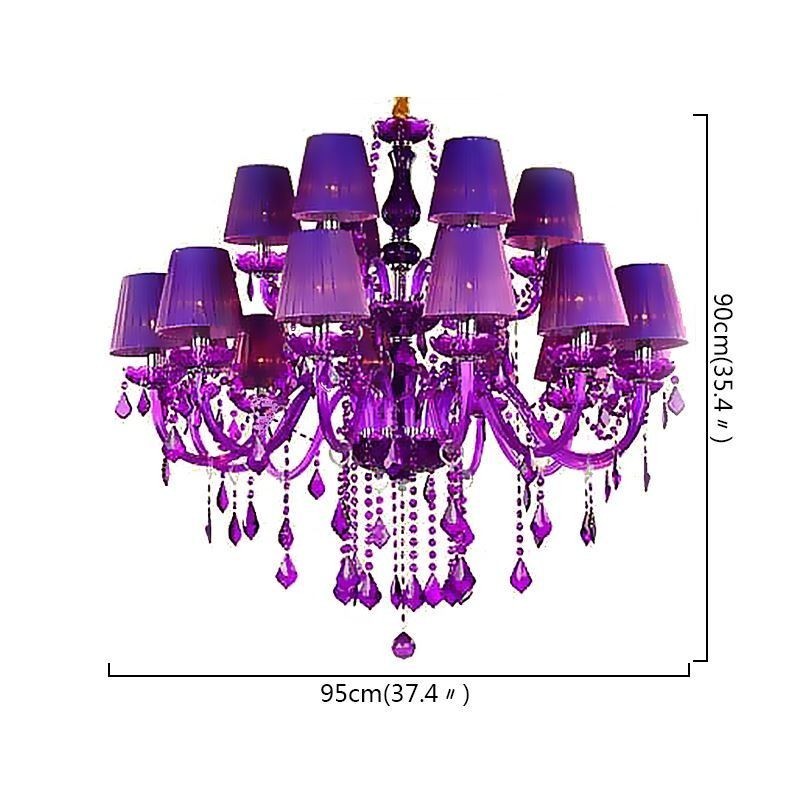 Lámpara colgante de cristal de estilo europeo color púrpura