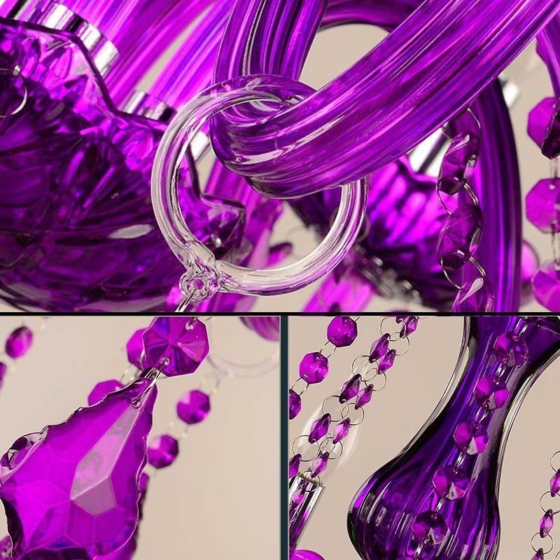 Lámpara colgante de cristal de estilo europeo color púrpura