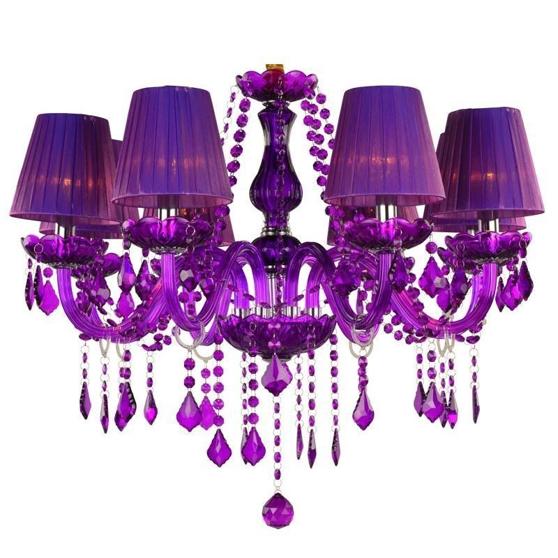 Elegante lámpara colgante de cristal de estilo europeo, color morado