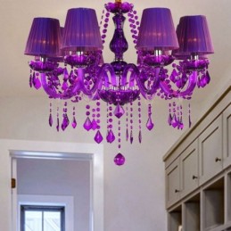 Elegante lámpara colgante de cristal de estilo europeo, color morado