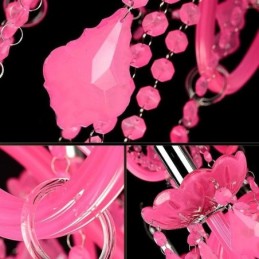 Lámpara colgante de cristal de estilo europeo, color rosa, romántica.