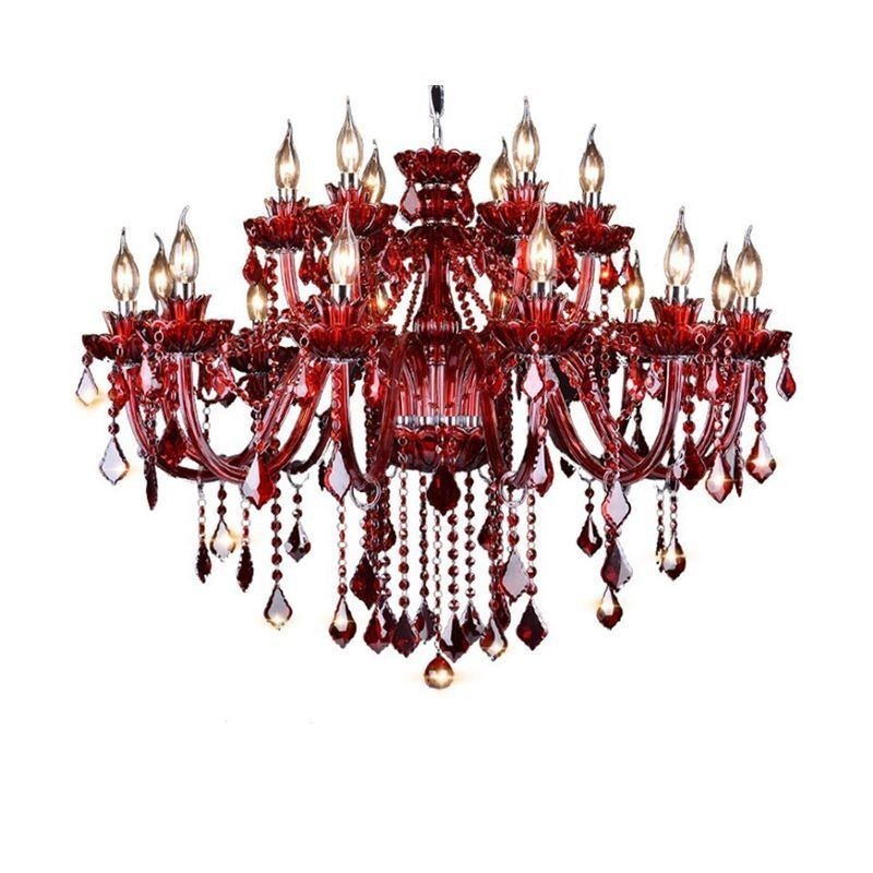 Lámpara colgante de cristal europea de color rojo