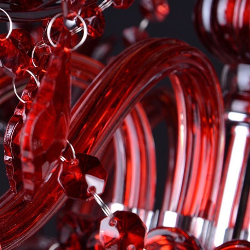 Lámpara colgante de cristal europea de color rojo