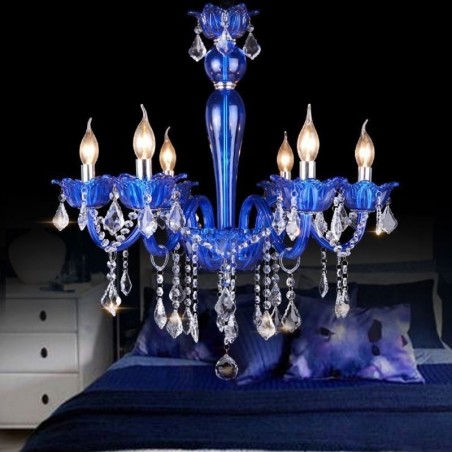 Lámpara colgante de cristal de estilo europeo con cristal azul Lámpara colgante de cristal de estilo europeo con cristal azul
