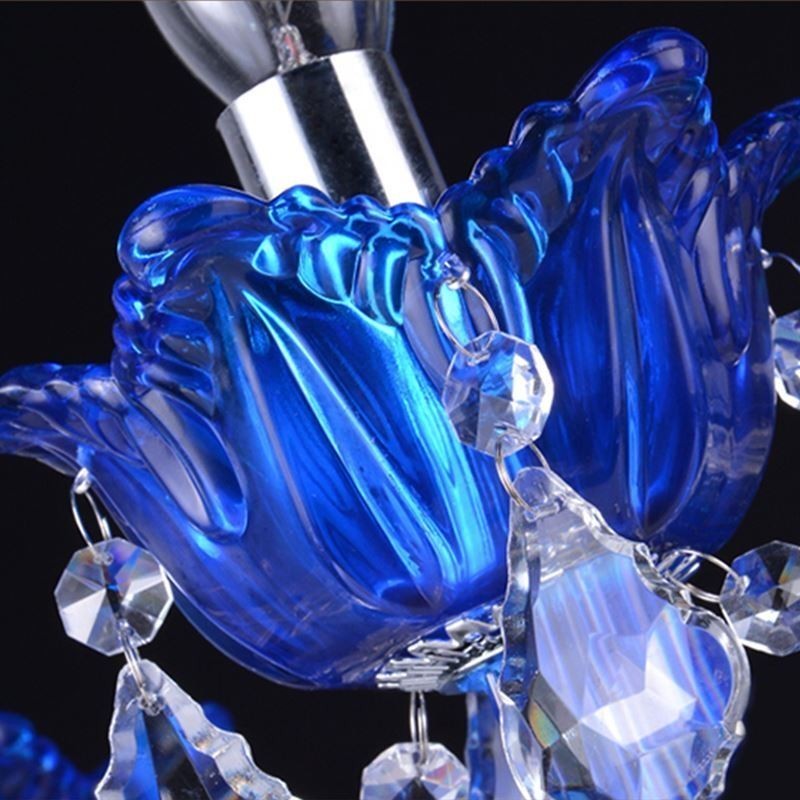 Lámpara colgante de cristal de estilo europeo con cristal azul