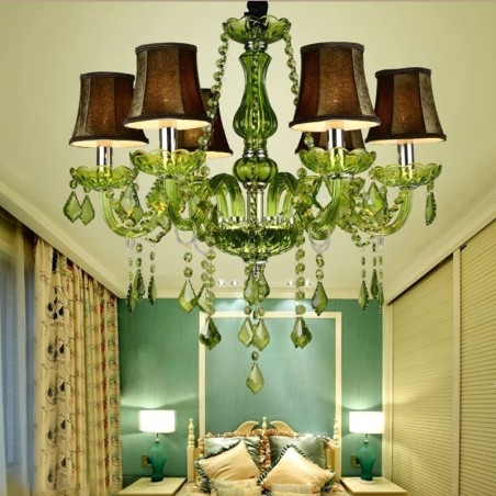 Lámpara colgante de cristal de estilo europeo, única, color verde Lámpara colgante de cristal de estilo europeo, única, color verde