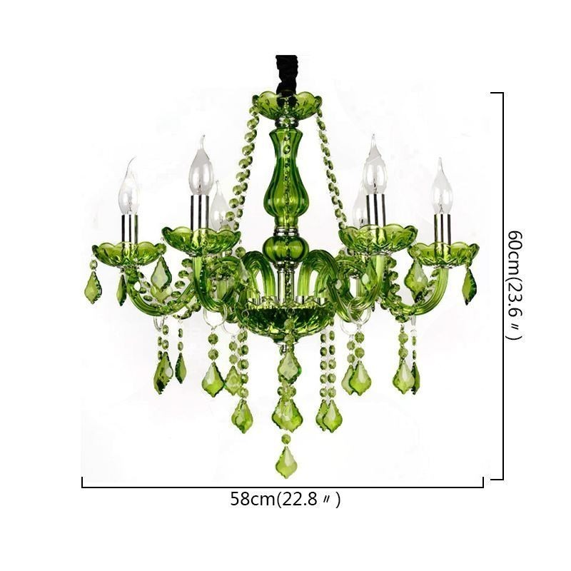 Lámpara colgante de cristal de estilo europeo, única, color verde