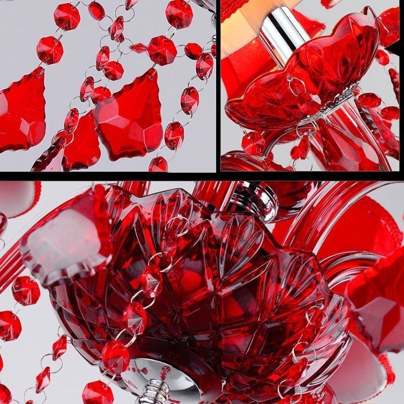Lámpara colgante de cristal de color rojo europeo