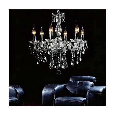 Elegante lámpara de araña de cristal con 6 luces Elegante lámpara de araña de cristal con 6 luces