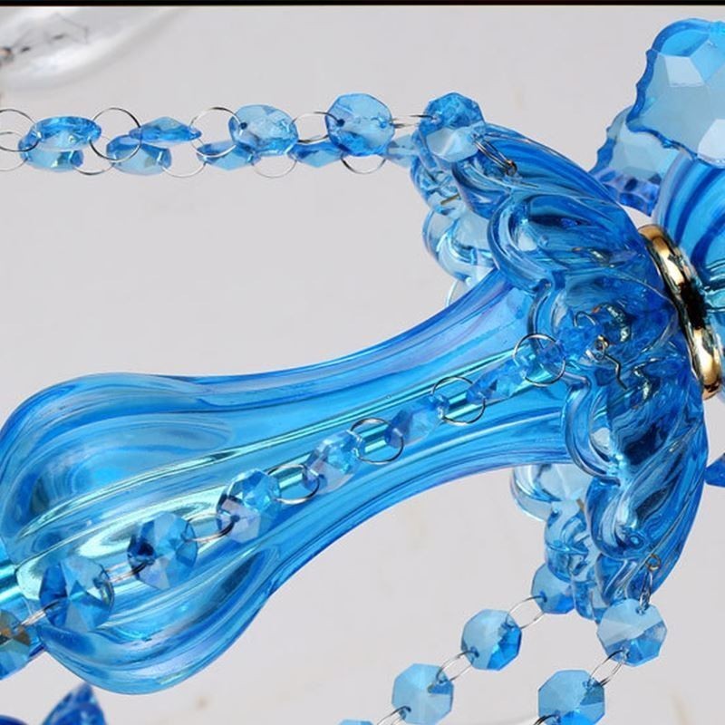Elegante lámpara colgante de cristal azul europea