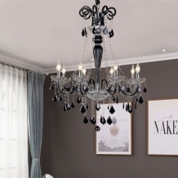 Lámpara colgante de cristal retro europea negra