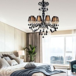 Lámpara colgante de cristal retro europea negra