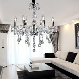 Elegante lámpara de araña de cristal con 6 luces