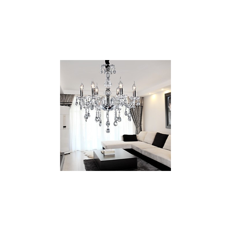 Elegante lámpara de araña de cristal con 6 luces