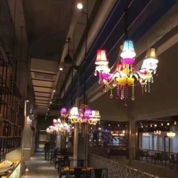Lámpara colgante europea de cristal de gran tamaño y colorido