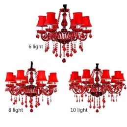 Lámpara colgante de cristal de lujo de color rojo europeo