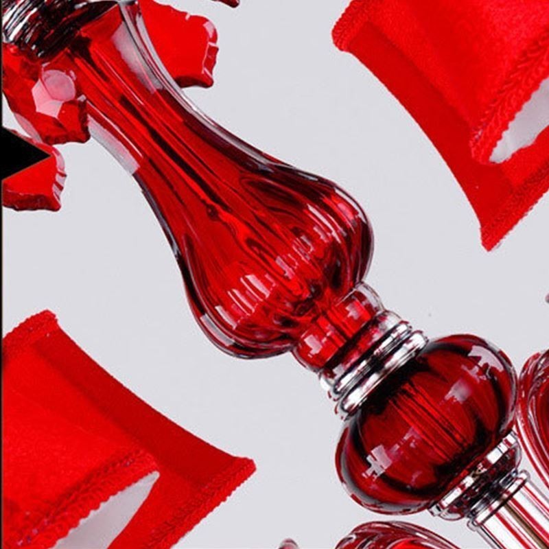 Lámpara colgante de cristal de lujo de color rojo europeo