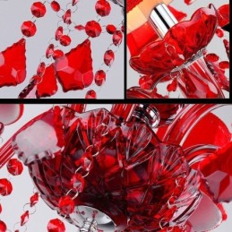 Lámpara colgante de cristal de lujo de color rojo europeo