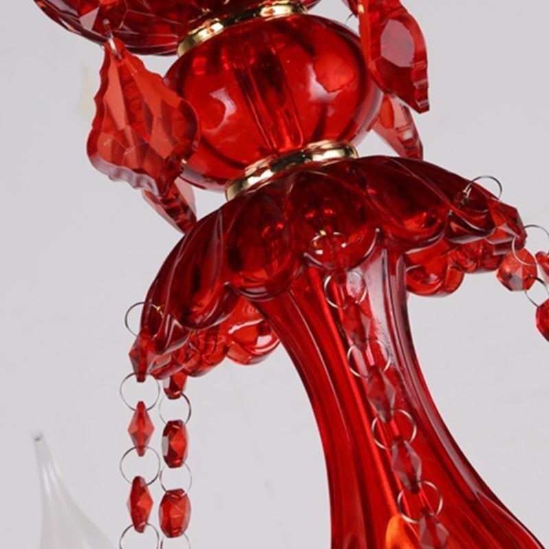 Lámpara colgante de cristal elegante europea de color rojo