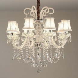 Elegante lámpara colgante de cristal de color blanco europeo