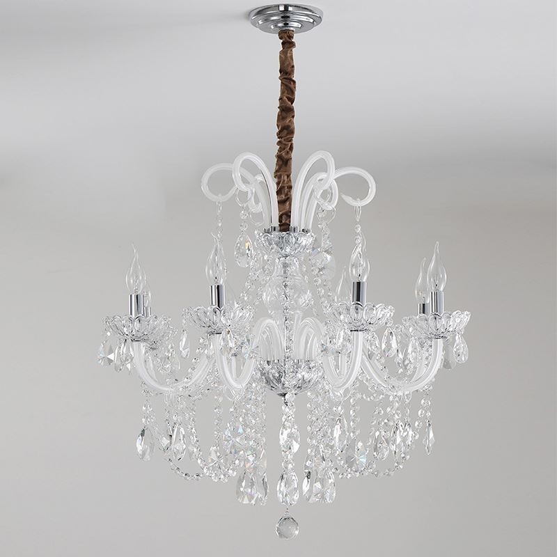 Elegante lámpara colgante de cristal de color blanco europeo