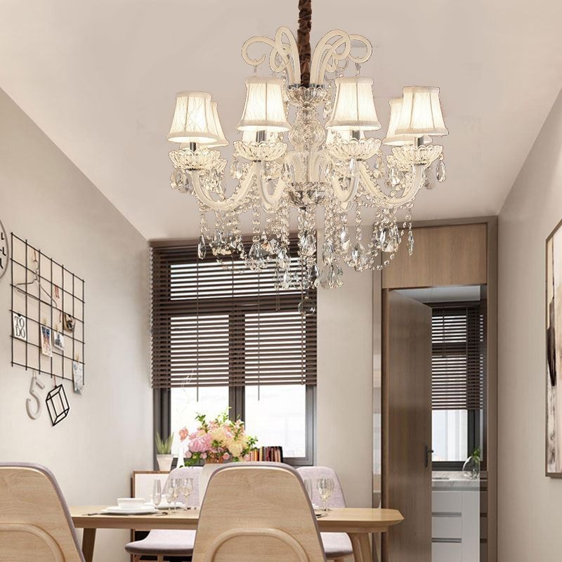 Elegante lámpara colgante de cristal de color blanco europeo