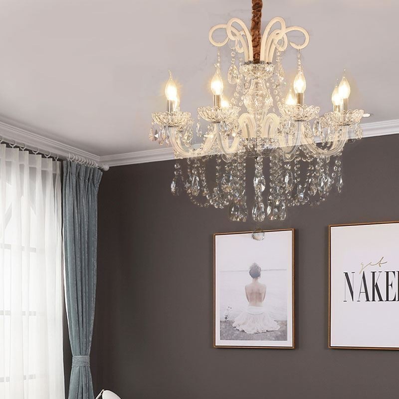 Elegante lámpara colgante de cristal de color blanco europeo