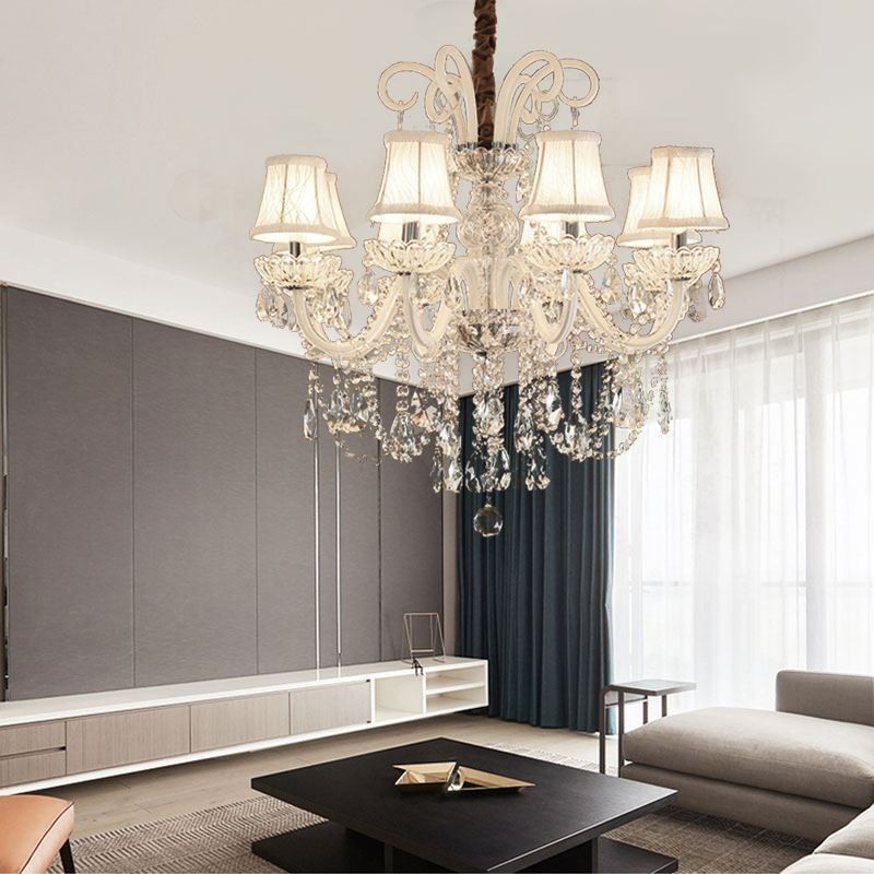 Elegante lámpara colgante de cristal de color blanco europeo