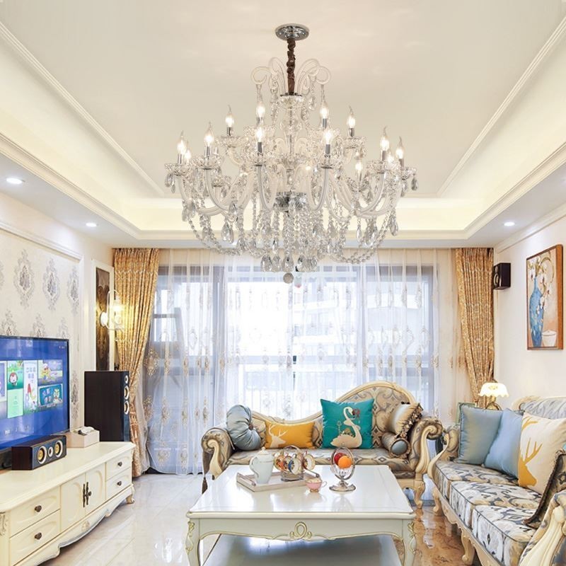 Elegante lámpara colgante de cristal de color blanco europeo