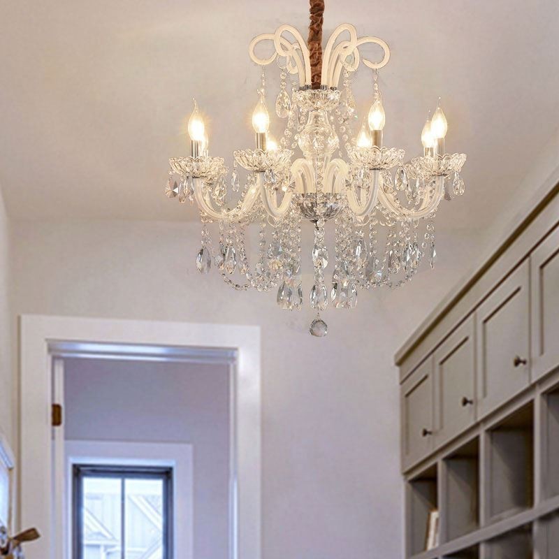 Elegante lámpara colgante de cristal de color blanco europeo