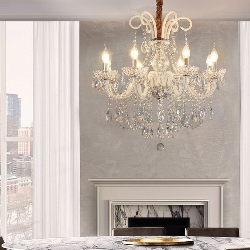 Elegante lámpara colgante de cristal de color blanco europeo