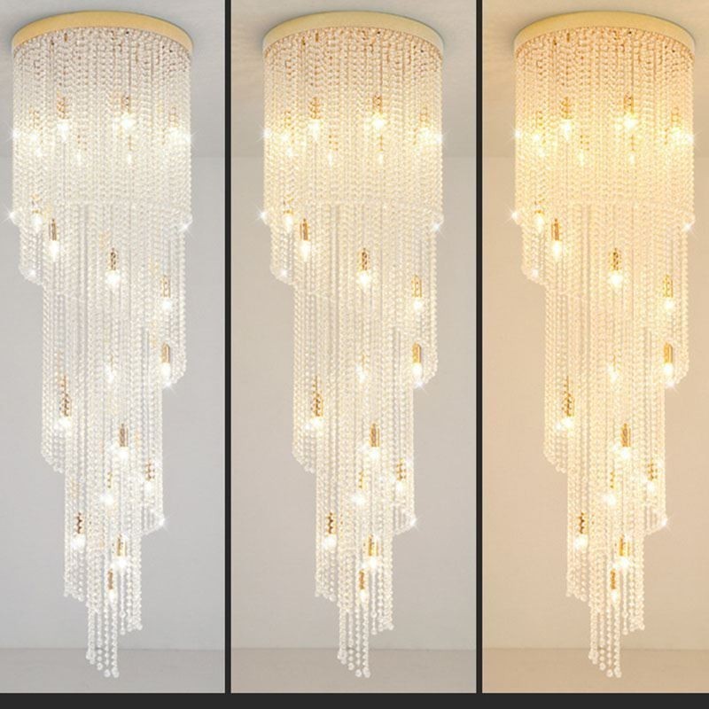 Lámpara de araña de cristal moderna, lámpara de techo de cristal de lujo con 19 luces