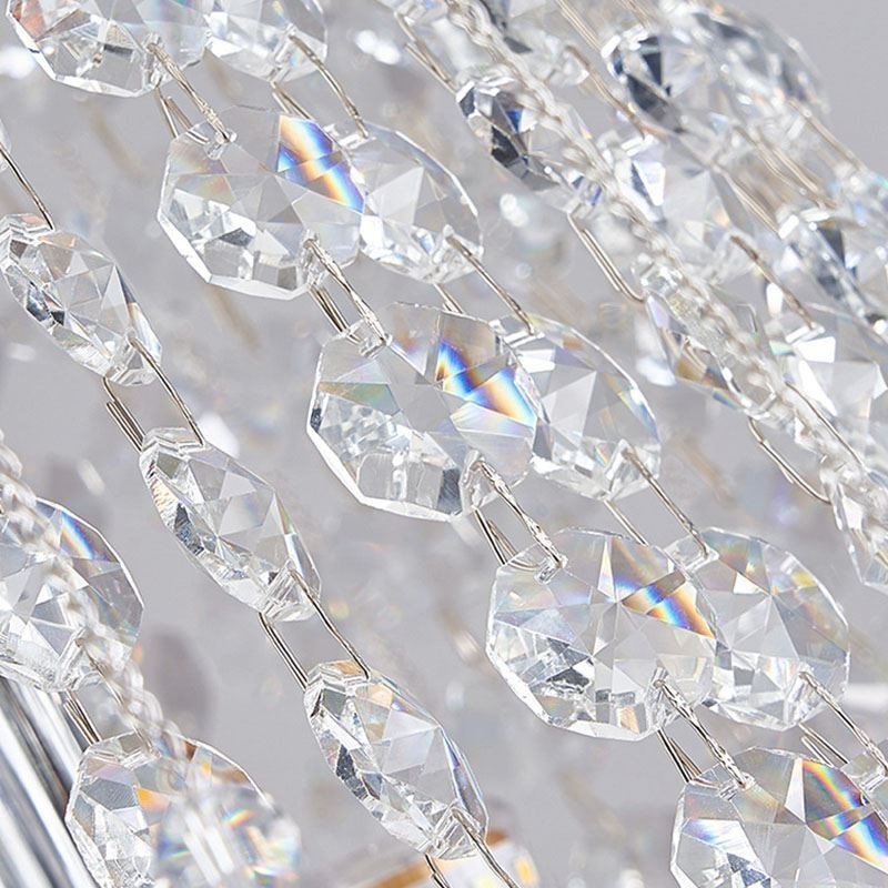Lámpara de araña de cristal moderna, lámpara de techo de cristal de lujo con 19 luces