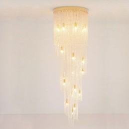Lámpara de araña de cristal moderna, lámpara de techo de cristal de lujo con 19 luces