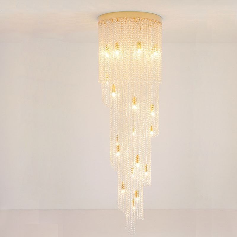 Lámpara de araña de cristal moderna, lámpara de techo de cristal de lujo con 19 luces
