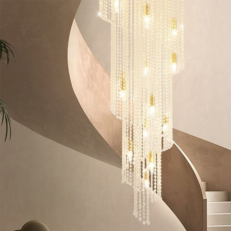 Lámpara de araña de cristal moderna, lámpara de techo de cristal de lujo con 19 luces