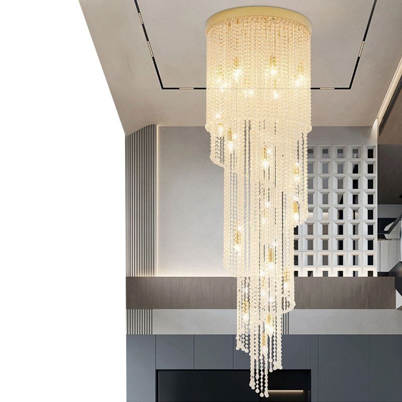 Lámpara de araña de cristal moderna, lámpara de techo de cristal de lujo con 19 luces