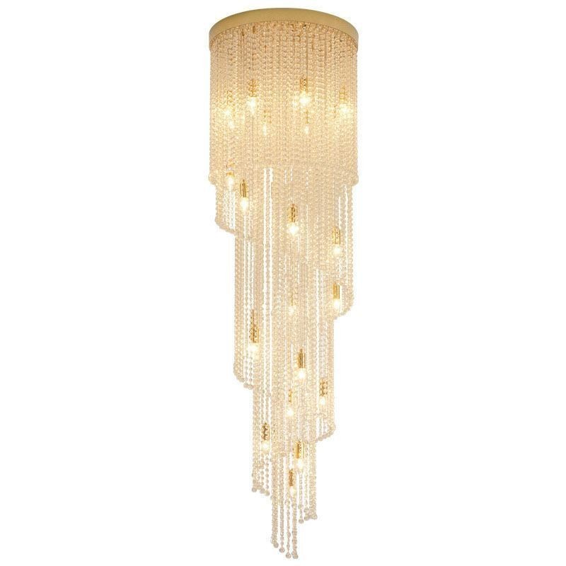 Lámpara de araña de cristal moderna, lámpara de techo de cristal de lujo con 19 luces